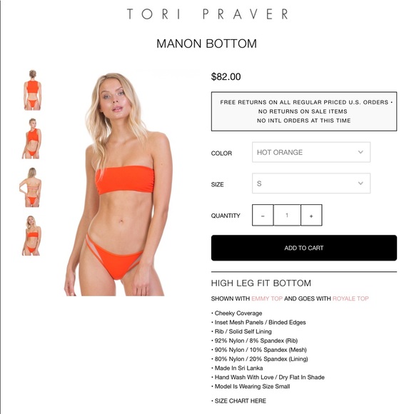 Tori Praver Manon Bottom; Hot Orange - Picture 1 of 4
